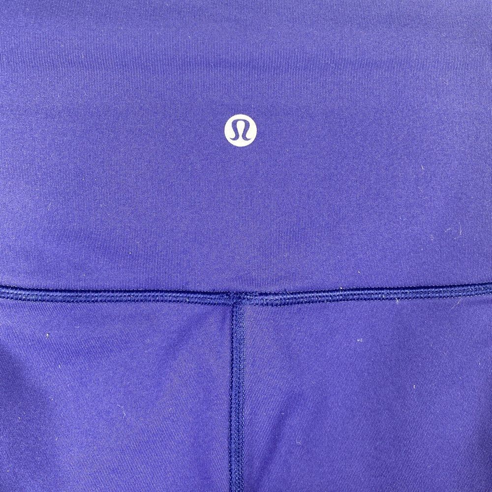 Lululemon Mesh Ankle Detail Yoga Leggings Womens Size 8 Bright Blue Gym Pants